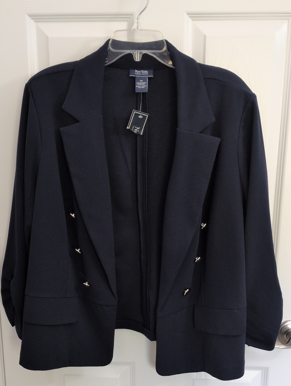 NWT New York Clothing Company Open Front Blazer - Navy Blue - 3X